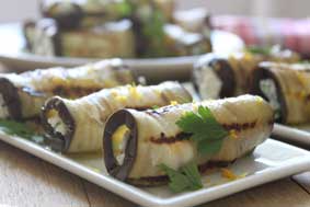 **Grilled Aubergine Rolls filled with Lemon and Herb Ricotta** Needs fixing