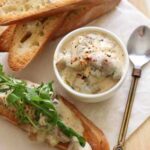 Mushroom Stroganoff on Bruschetta