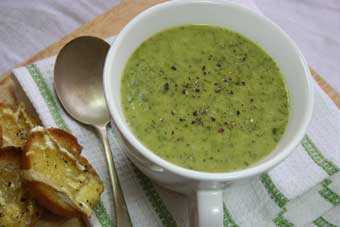 Courgette and Watercress Soup with Brie Toast
