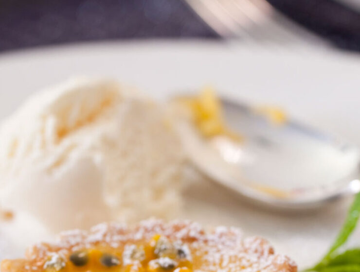 Passion Fruit and Lime Tart with Vanilla Bean Ice Cream