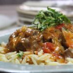 Tender Lamb Stew with Gremolata on Lemon and Parmesan Orzo