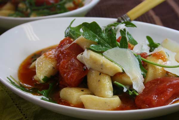 Ricotta Gnocchi in Quick Pomodoro Sauce with Wilted Rocket
