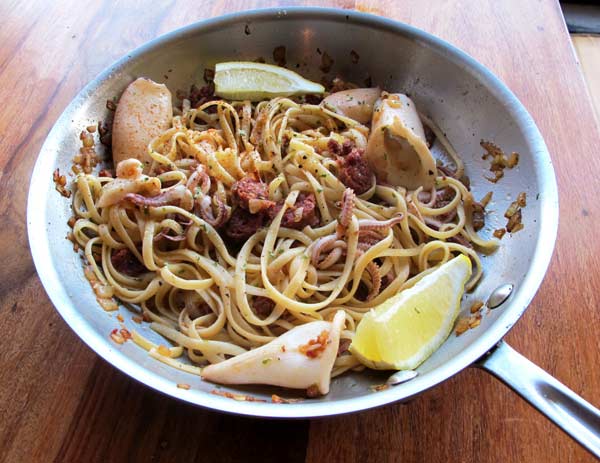 Linguine with Chourizo & Calamari