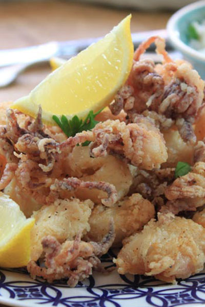 Crispy Fried Squid with Lemon and Parsley Rice