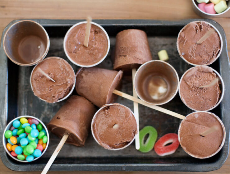 Chocolate Lollies served with candy