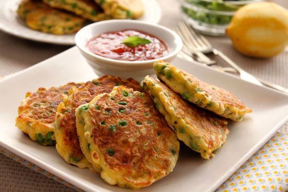 Pea, Mint and Feta Fritters