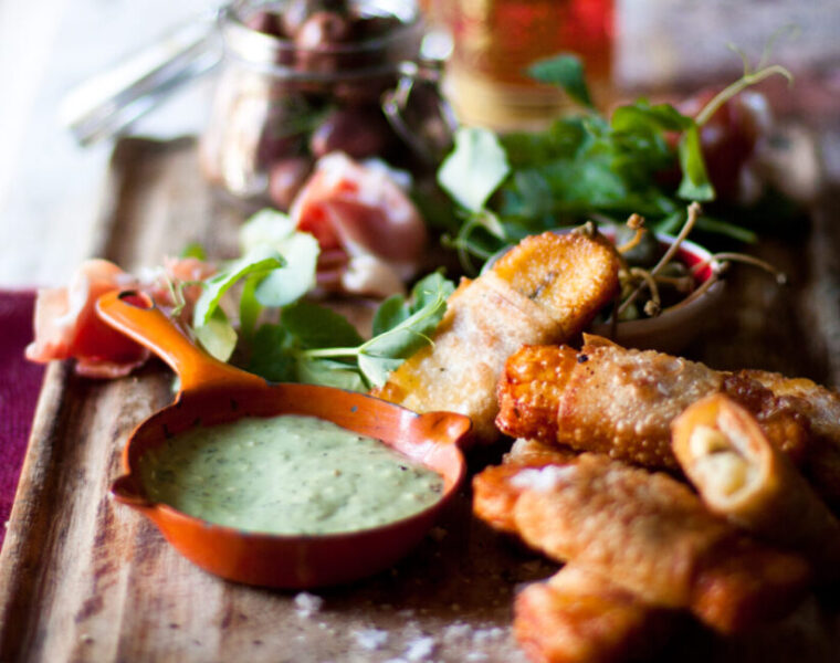 Crispy Haloumi Wrapped in Prosciutto and Phyllo Pastry