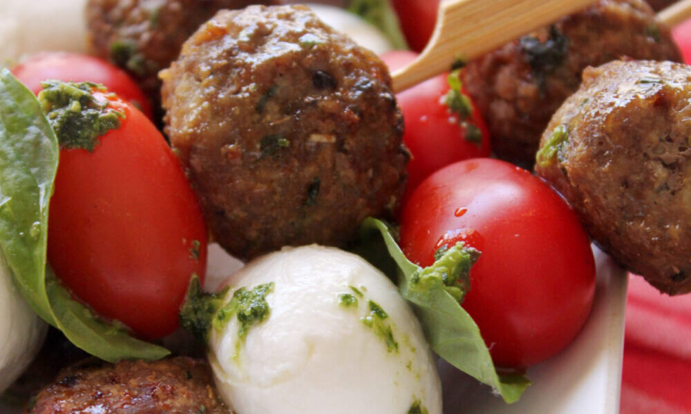 Meatball Kebabs – Caprese Style