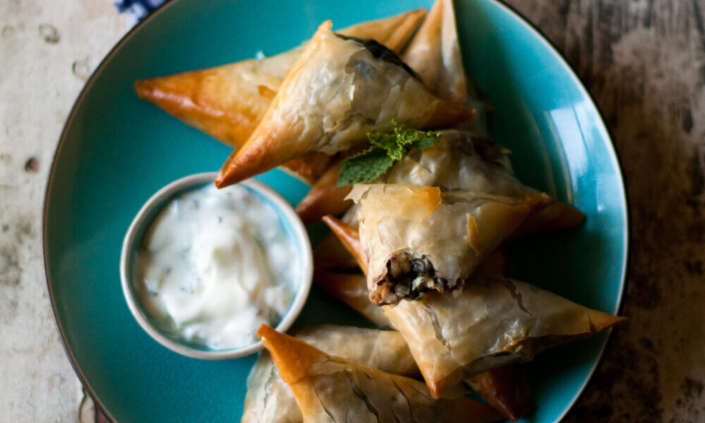 Spinach, Feta, Olive & Pine Nut Spanakopitas. The perfect savoury pastry!