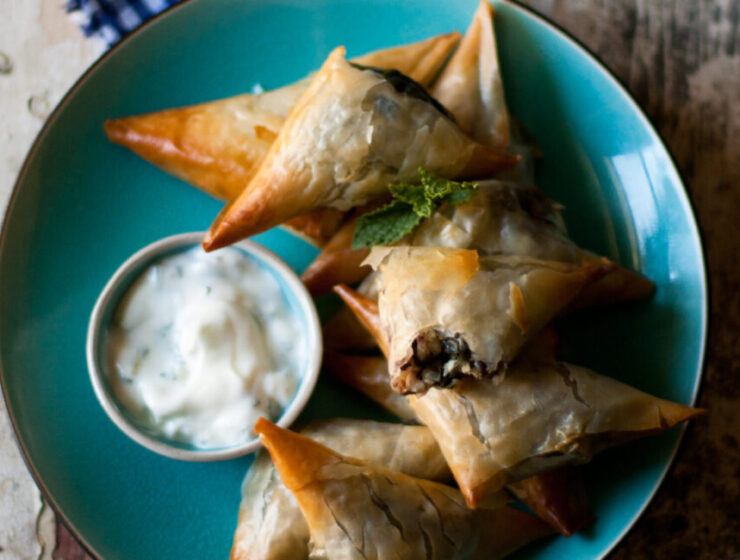 Spinach, Feta, Olive & Pine Nut Spanakopitas. The perfect savoury pastry!