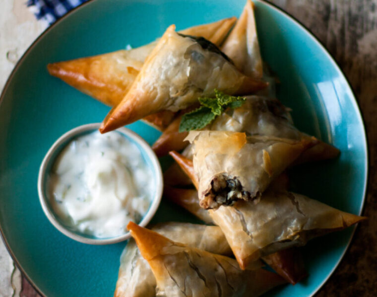 Spinach, Feta, Olive & Pine Nut Spanakopitas. The perfect savoury pastry!