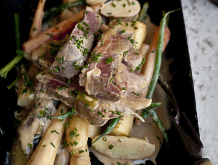 Salt Beef, poached Root Vegetables and Mustard Sauce Recipe