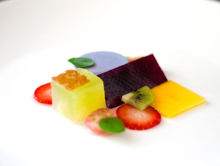 ‘Fruit Salad’ with Panna Cotta and Blueberry Leather