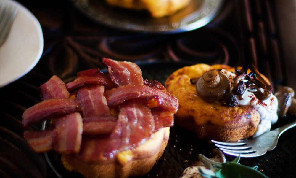 Butternut Cakes with Crispy Bacon