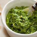 Rocket Pesto with Goat’s Cheese and Toasted Pine Nuts