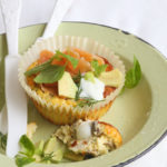 Jumbo Cream Cheese and Ricotta ‘Muffins’ topped with Salmon, Sour Cream and Dill