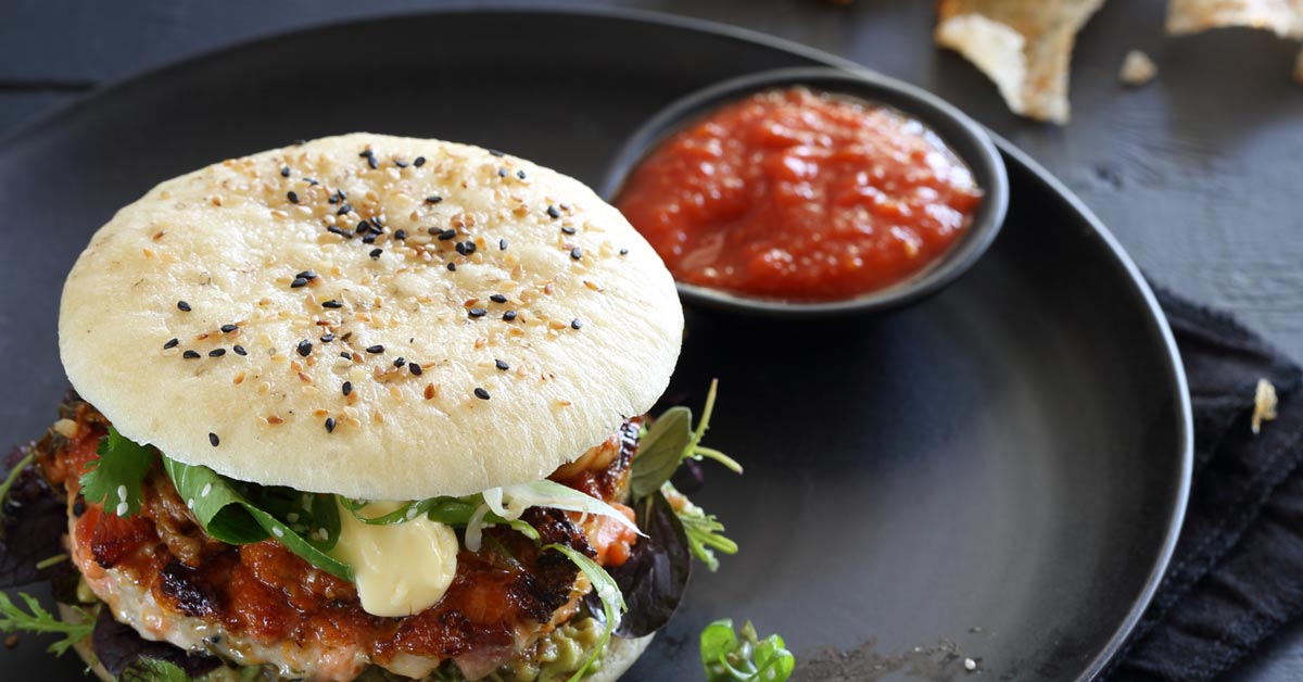Spicy Fish Burgers with Kimchi