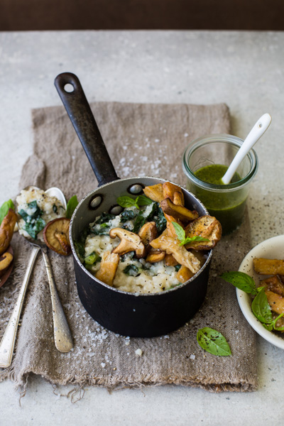 Fry’s Chick’n Shiitake Mushroom Risotto with Basil Oil