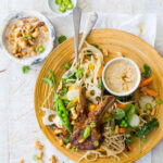 Noodle Salad with Lamb Chops and Coconut Dressing