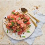 Watermelon & Labneh Salad with Granola and Fresh Mint