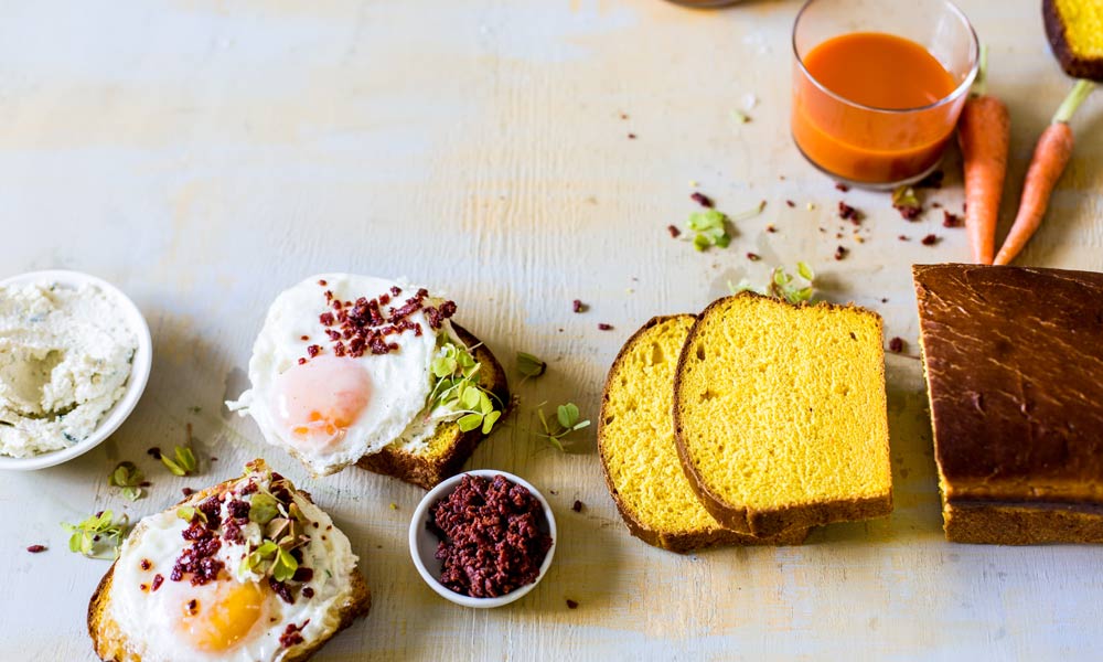 Carrot Bread With Fried Egg