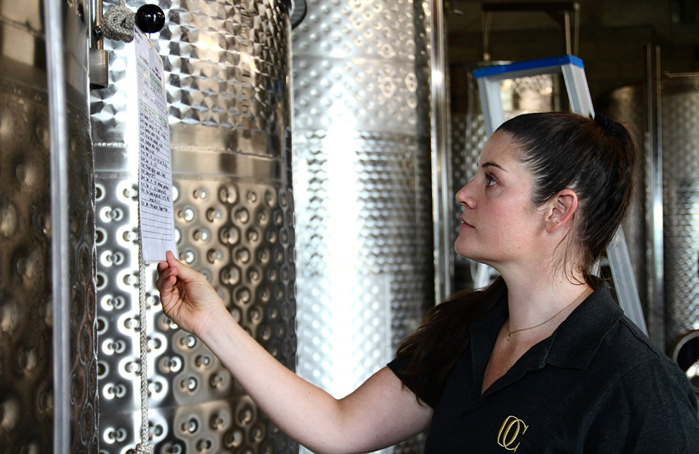 South African winemaker Kaylee Sevenhans at Oud Conynsberg Wijndomein, Belgium.