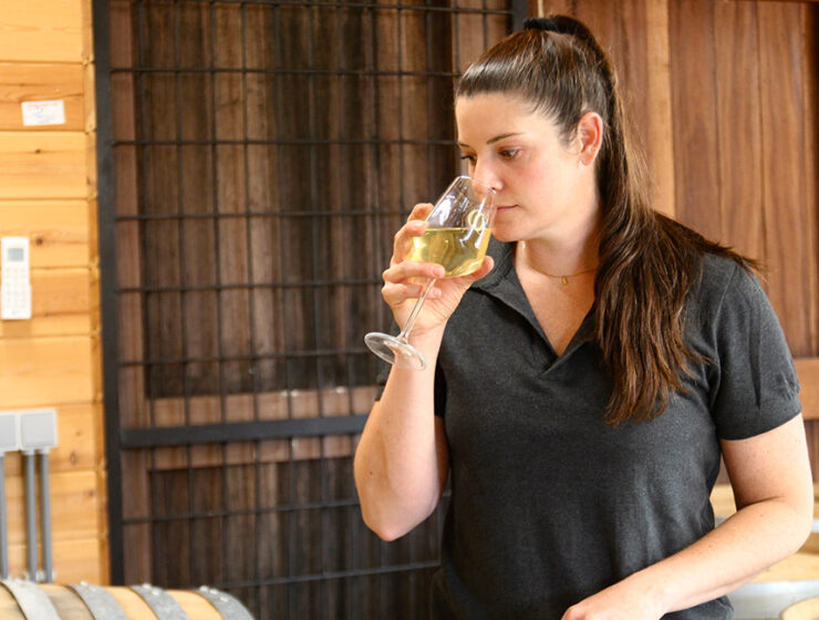 South African winemaker Kaylee Sevenhans at Oud Conynsberg Wijndomein, Belgium.