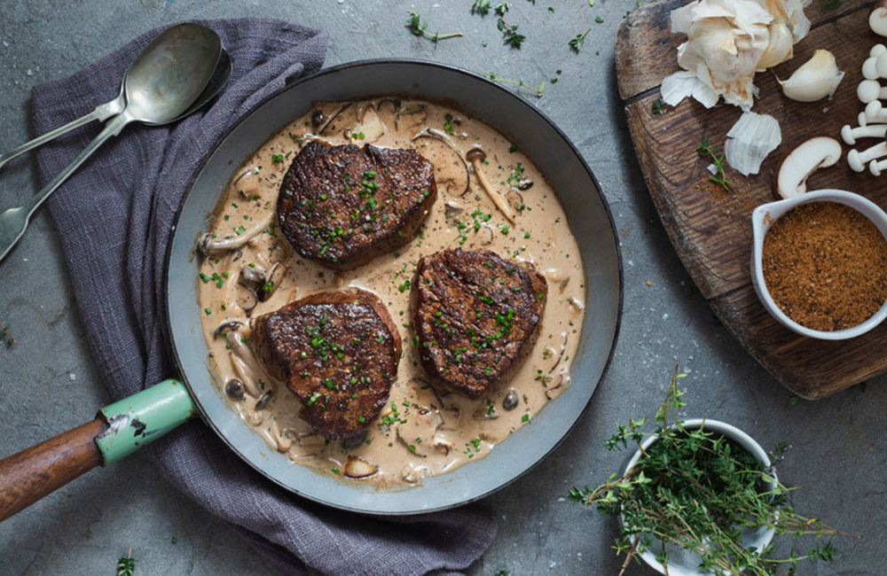 Fillet Steak with Café au Lait Mushroom Sauce