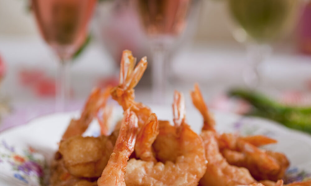 Tiger Prawns in Pongrácz  Tempura with Ginger, Lime and Raspberry Sauce