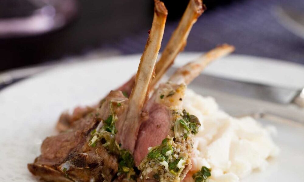 Rosemary, Garlic and Parmesan-crusted Lamb Cutlets with Salsa Verde