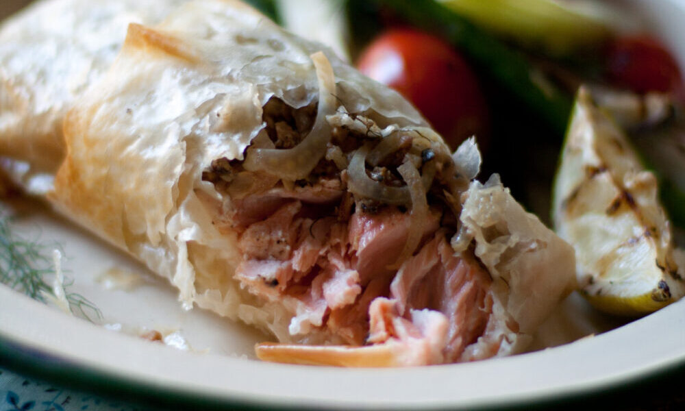Baked Salmon, Fennel and Anchovy Phyllo Parcels