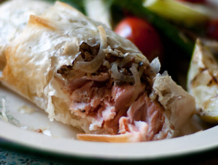 Baked Salmon, Fennel and Anchovy Phyllo Parcels