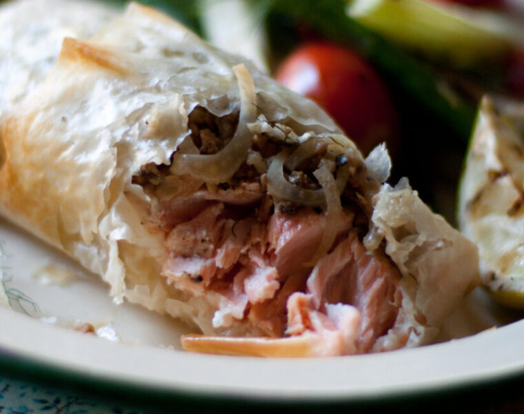 Baked Salmon, Fennel and Anchovy Phyllo Parcels