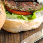 Greek Lamb Burger with Grilled Aubergine, Hummus and Tzatziki
