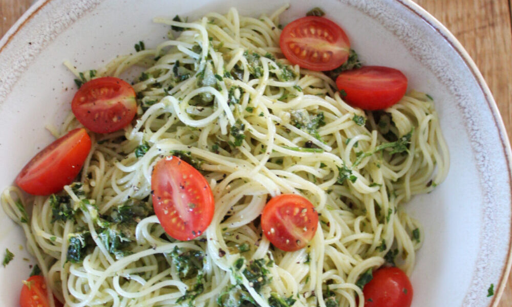 Capellini Pasta with Salsa Verde and Ripe Tomatoes Recipe