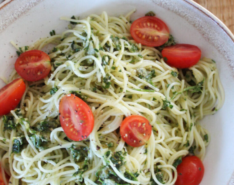 Capellini Pasta with Salsa Verde and Ripe Tomatoes Recipe