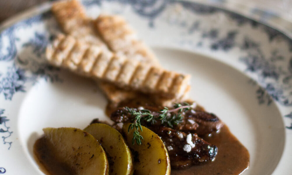 Seared Duck Liver with Pear & Port Sauce