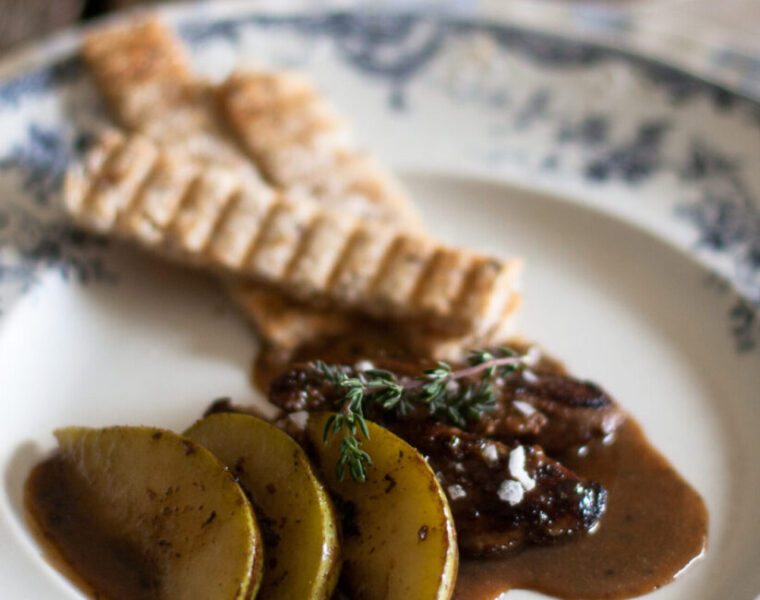 Seared Duck Liver with Pear & Port Sauce