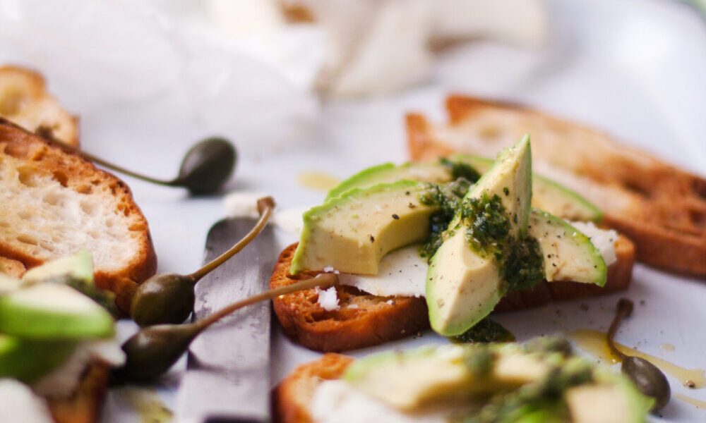 Goat’s Cheese Crostini with Salsa Verde Drizzle