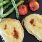 Welsh Rarebit with Grilled Asparagus and Roasted Tomatoes Recipe