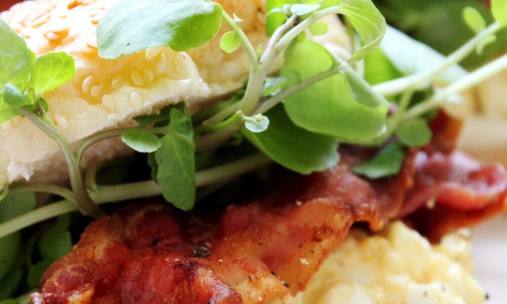 Egg Mayo, Crispy Bacon and Watercress Baps