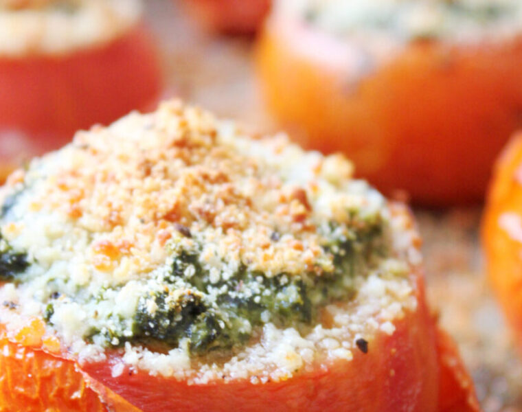 Roasted Tomatoes Stuffed with Spinach and Feta
