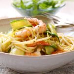 Spaghetti with Garlic and Lemon Prawns and Courgettes