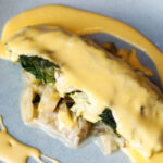 Hake Steamed in Swiss Chard with Braised Chard Stalks & Hollandaise Sauce Recipe