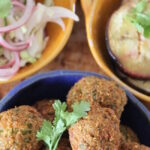 Homemade Falafels with Grilled Aubergine & Pickled Salad