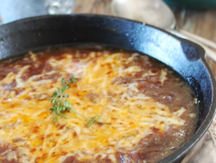 Rich Red Onion Soup with Gruyére Sticks