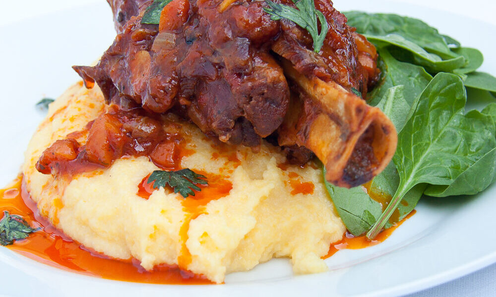 Tomato-braised Lamb Shanks on Polenta