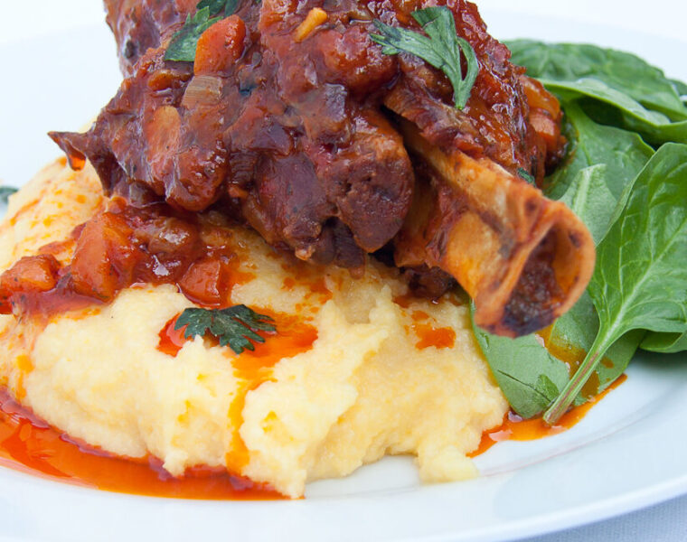 Tomato-braised Lamb Shanks on Polenta