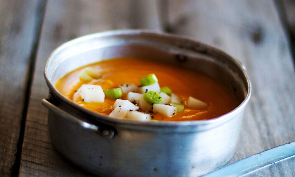 Carrot Vichyssoise, this rich, colourful soup will brighten any dull day!
