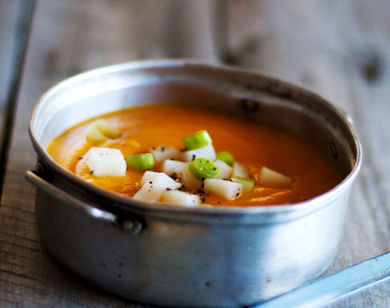 Carrot Vichyssoise, this rich, colourful soup will brighten any dull day!